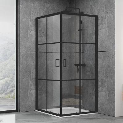 Dusel EF-184BP Black Matt Paint, 100х100х190, двери раздвижные, прозрачное стекло