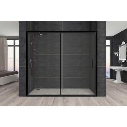 Душевая дверь Veronis Carmen 130х190 с черными профилями прозрачное стекло