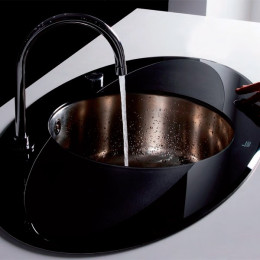 Кухонна мийка Teka з чорним загартованим склом, врізна, 95х52см, зі змішувачем з нержавіючої сталі i-Sink 95 DX 13129009 Тека